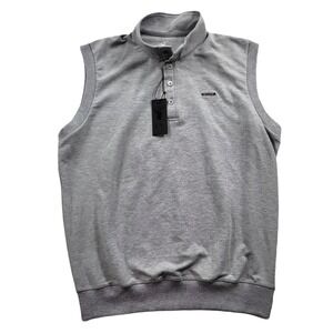 F&G Tech Golf Vest Mens Medium Gray Tech Fabric Mock Neck Windsor $90 NEW